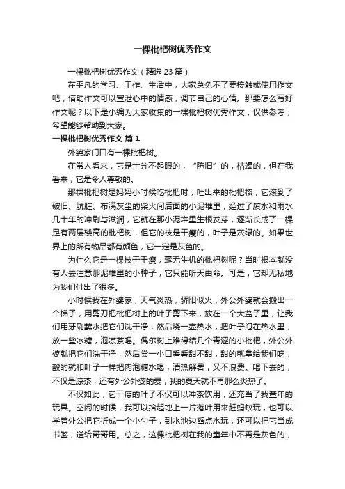 一棵枇杷树优秀作文（精选23篇）