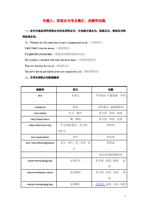 初高中英语衔接课程讲义：名词性从句