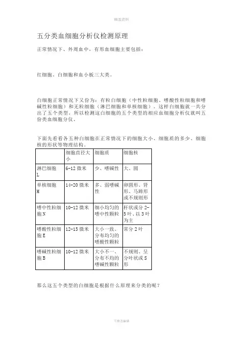 五分类血细胞分析仪检测原理