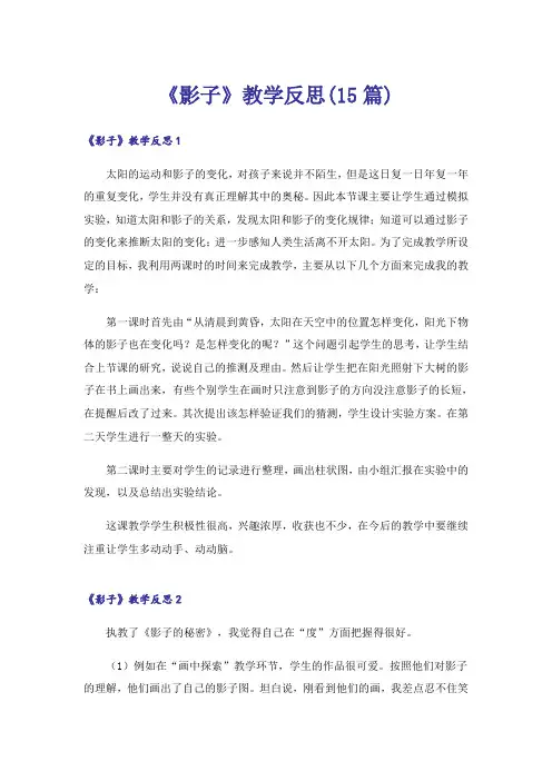 《影子》教学反思(15篇)