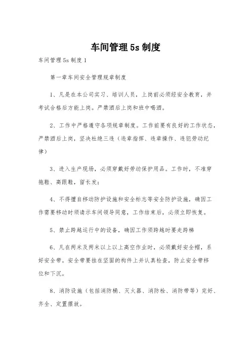 车间管理5s制度