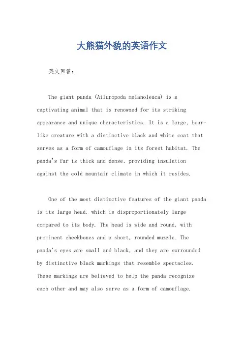 大熊猫外貌的英语作文