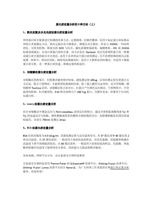 蛋白质定量分析的十种方法(上)