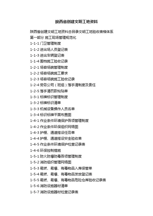 陕西省创建文明工地资料