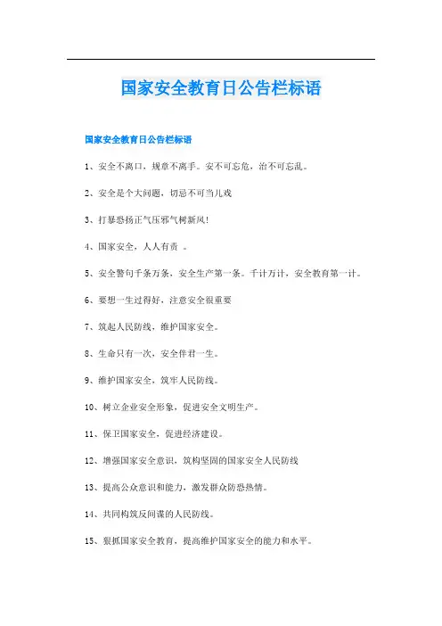 国家安全教育日公告栏标语
