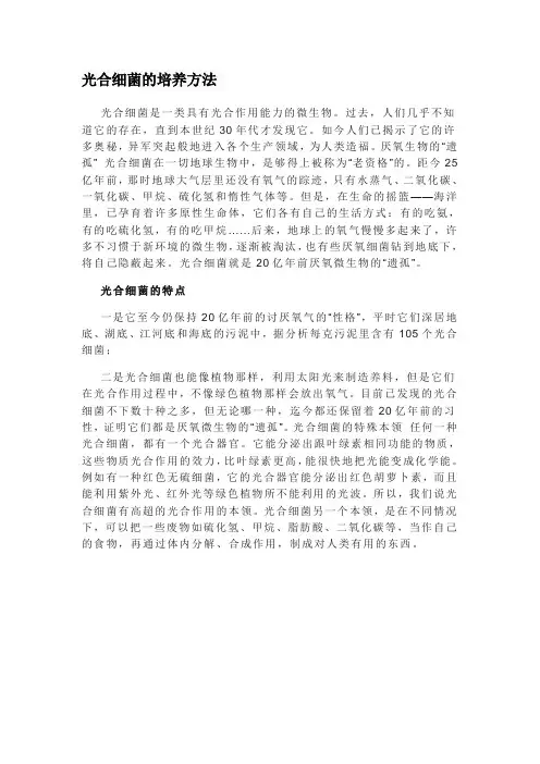 光合细菌的培养方法