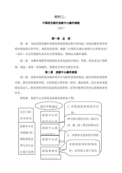 中国民生银行放款中心操作规程20页