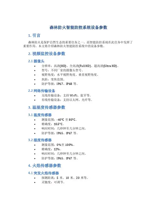 森林防火智能防控系统设备参数