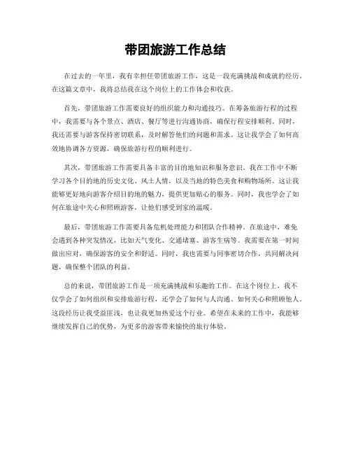 带团旅游工作总结