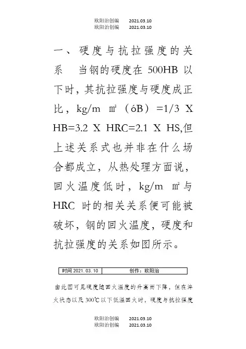 硬度与抗拉强度的关系对照表
