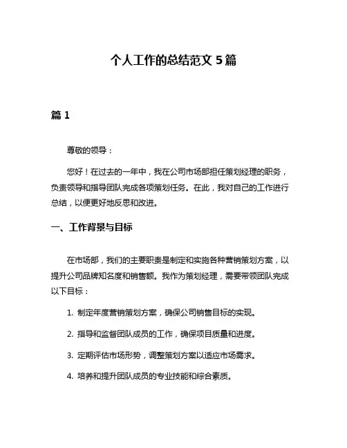 个人工作的总结范文5篇