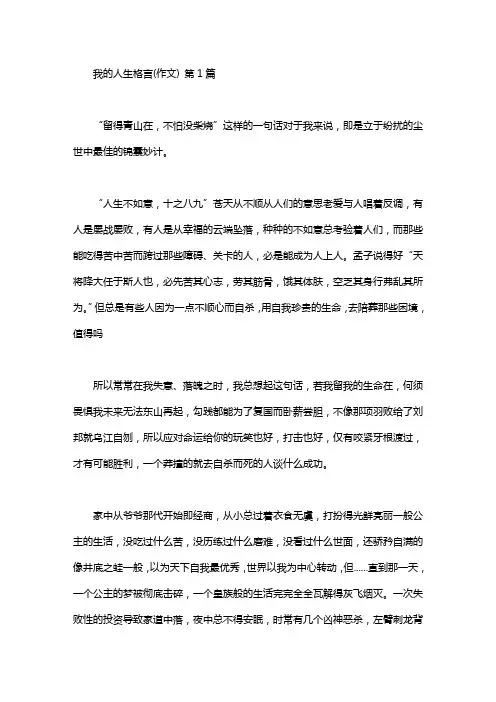 我的人生格言(作文)(15篇)