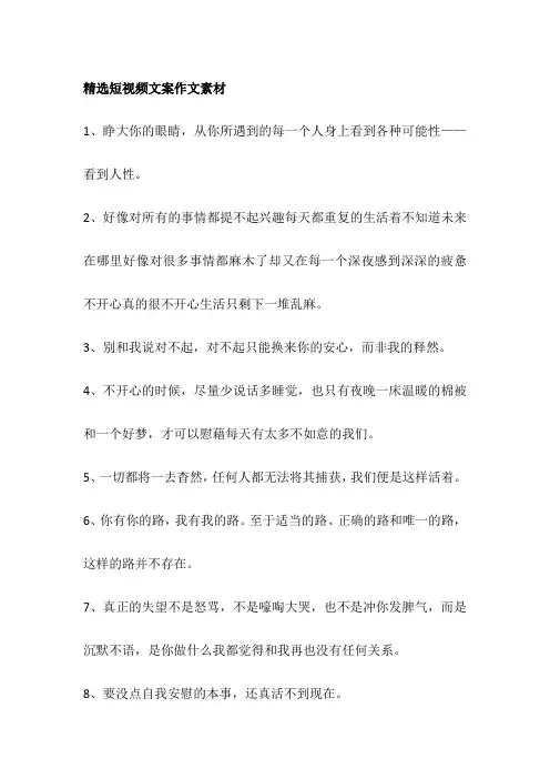 精选短视频文案作文素材