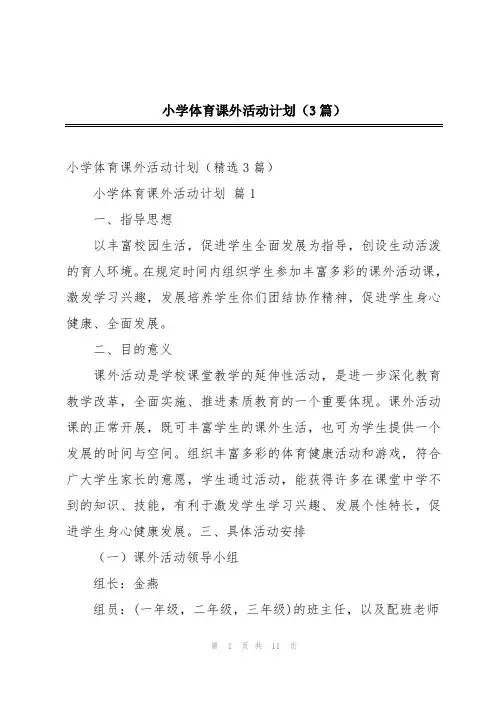 小学体育课外活动计划(3篇)