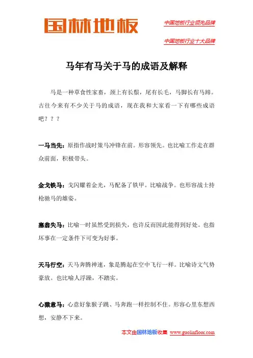 马年有马关于马的成语及解释