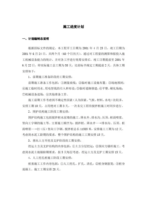 土方、支护、桩基工程施工进度计划