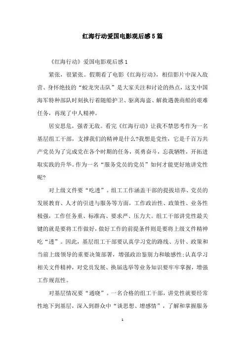 红海行动爱国电影观后感5篇