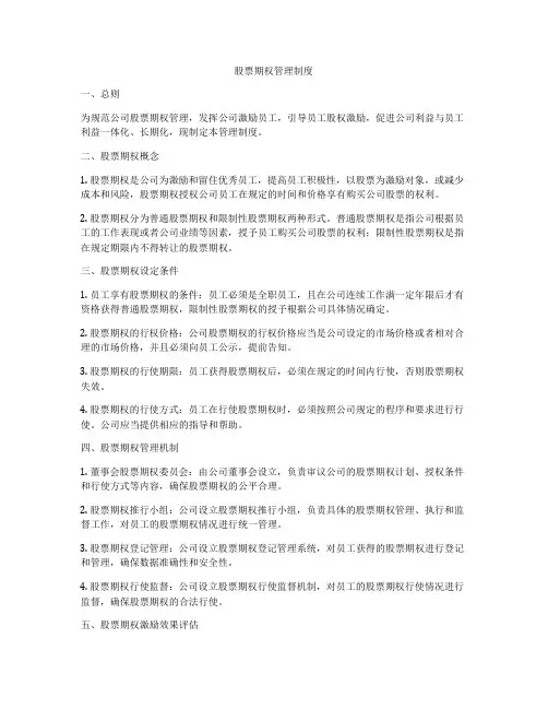 股票期权管理制度