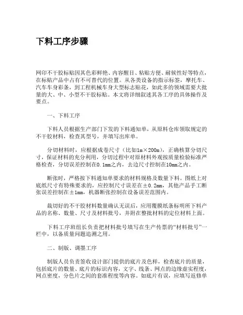 下料工序步骤