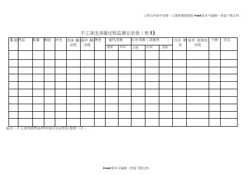 消毒供应中心7个表格格