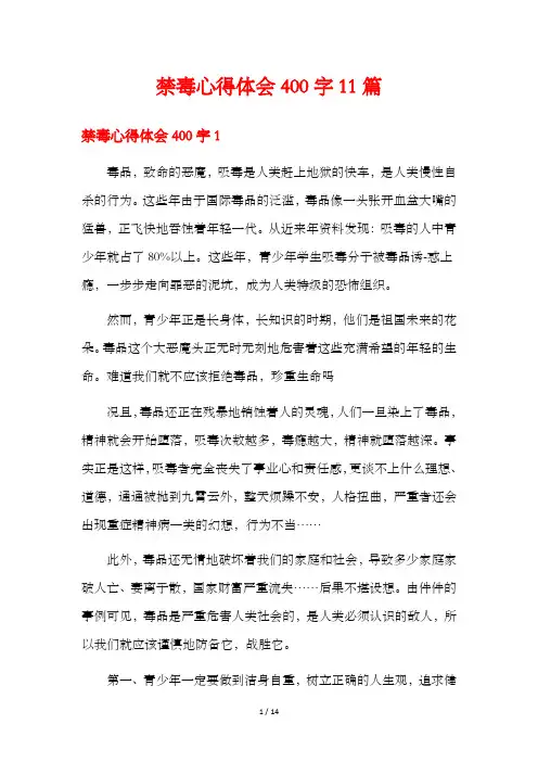 禁毒心得体会400字11篇