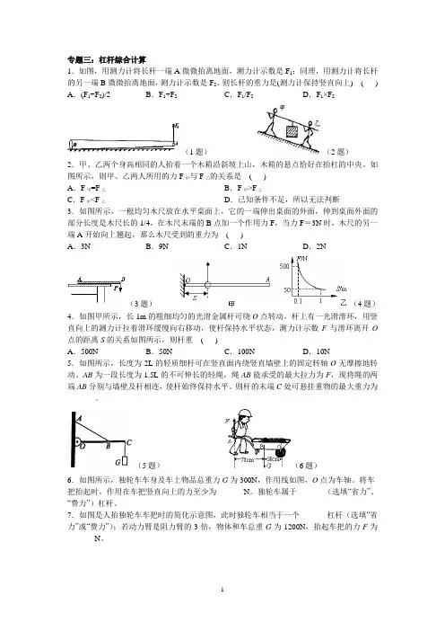 专题三：杠杆综合计算