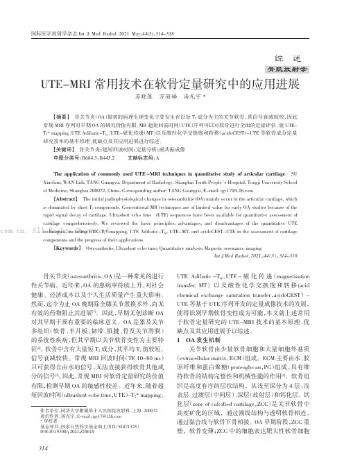 UTE-MRI 常用技术在软骨定量研究中的应用进展