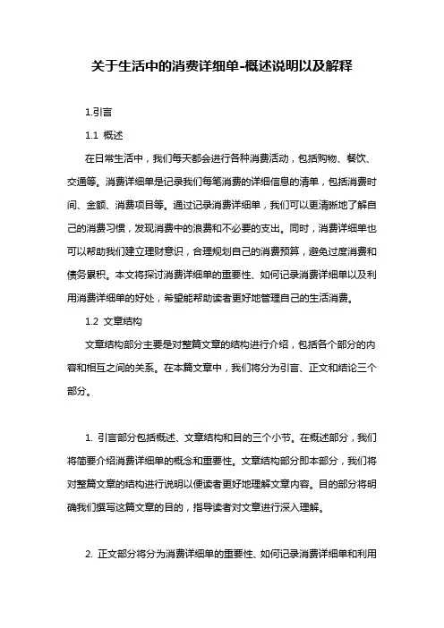 关于生活中的消费详细单-概述说明以及解释