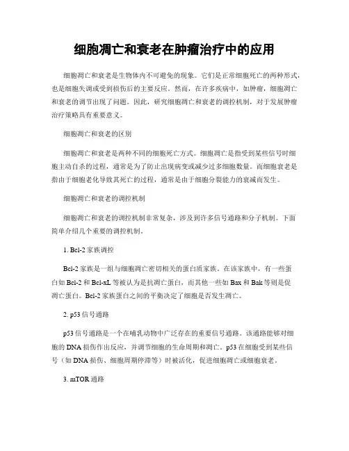 细胞凋亡和衰老在肿瘤治疗中的应用