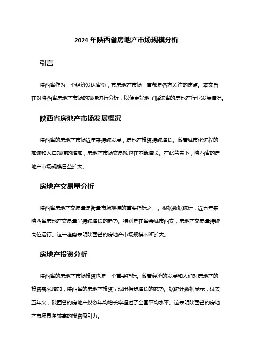 2024年陕西省房地产市场规模分析