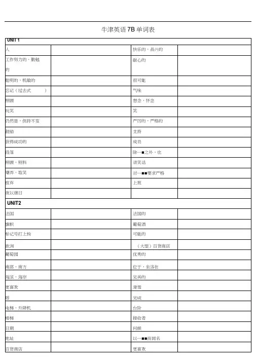 牛津英语7B单词表.docx