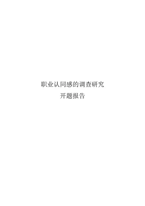 学前教育本科生职业认同感开题报告