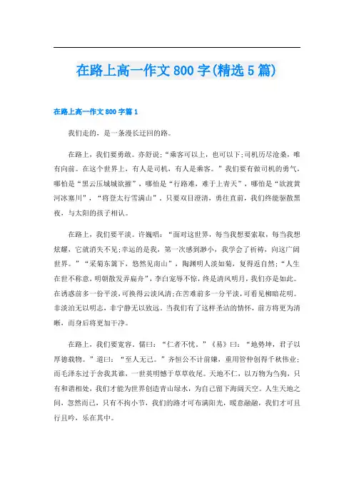 在路上高一作文800字(精选5篇)