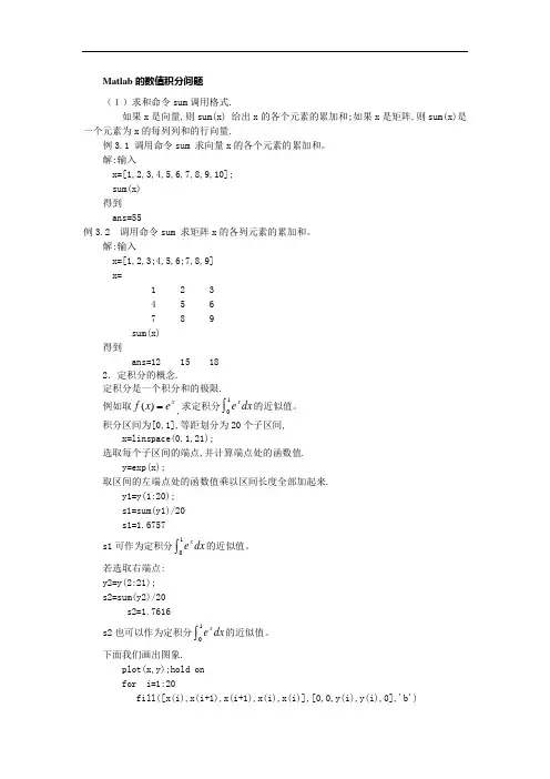 【数学建模学习】Matlab的数值积分