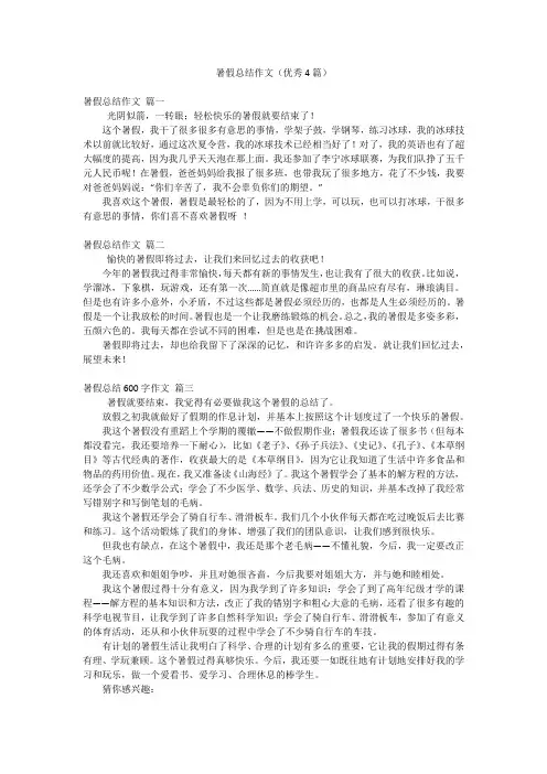 暑假总结作文(优秀4篇)