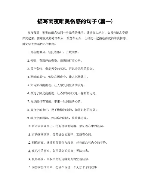 描写雨夜唯美伤感的句子(精选两篇)