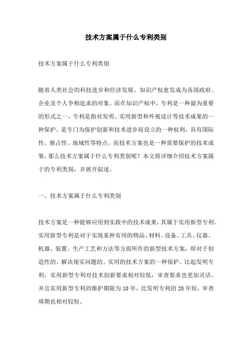 技术方案属于什么专利类别