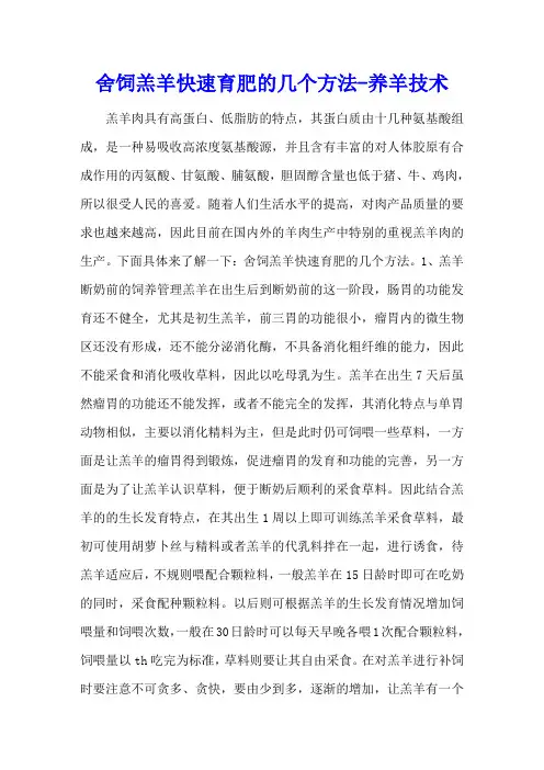 舍饲羔羊快速育肥的几个方法 - 养羊技术