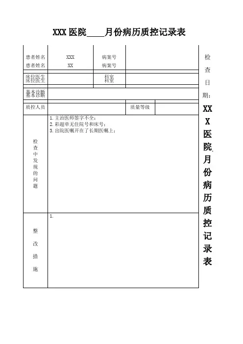 病历质控记录表
