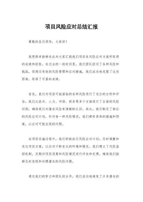 项目风险应对总结汇报