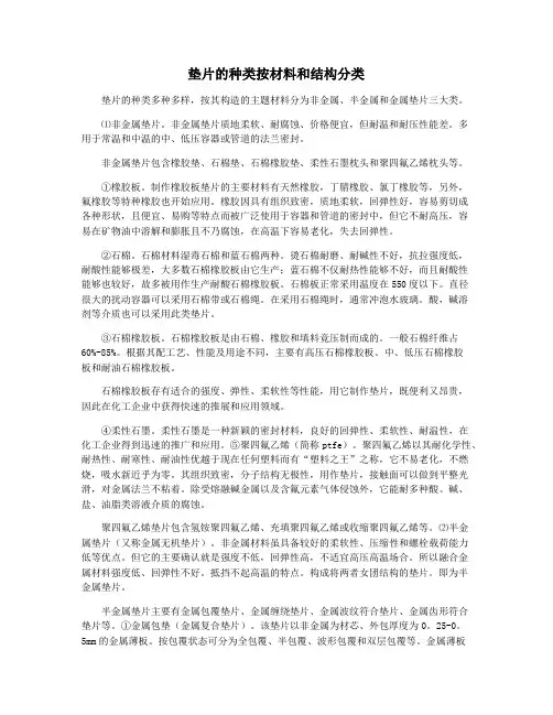 垫片的种类按材料和结构分类