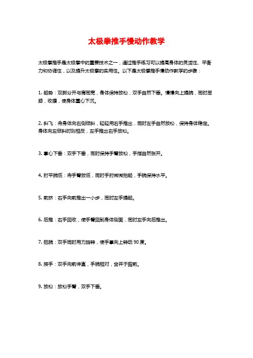 太极拳推手慢动作教学