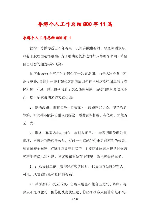 导游个人工作总结800字11篇