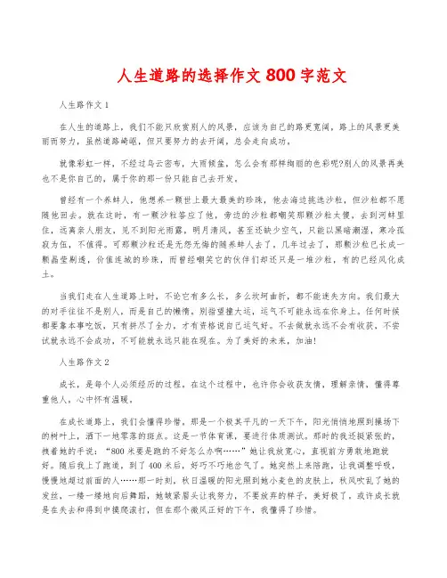 人生道路的选择作文800字范文