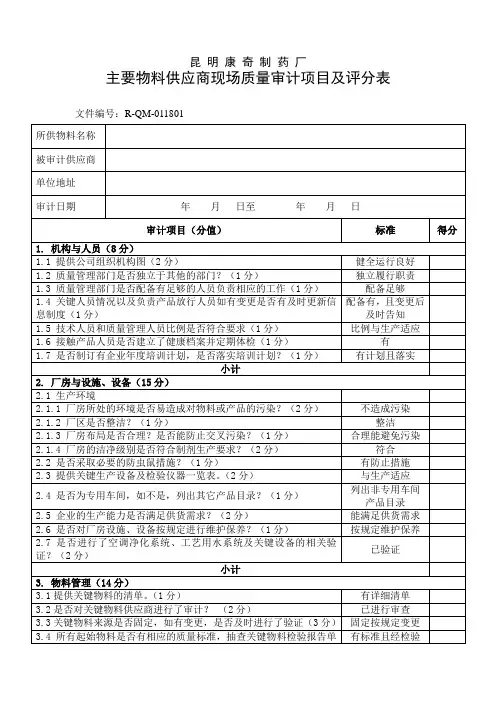 质量审计资料