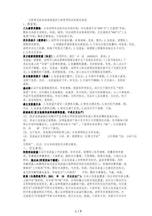 几种常见药品的真假鉴别几种常用药品的真伪鉴别