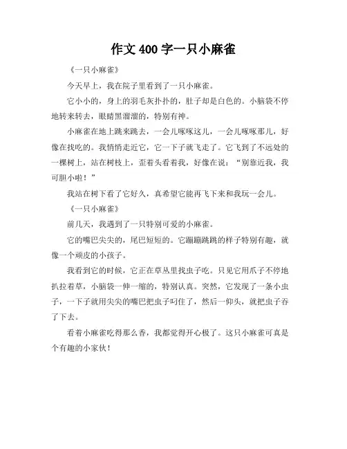 作文400字一只小麻雀