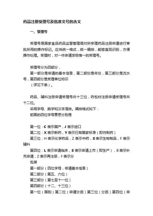 药品注册受理号及批准文号的含义