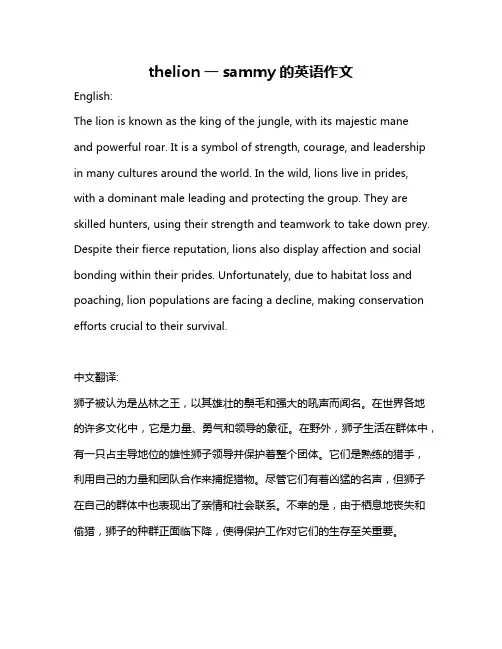 thelion一sammy的英语作文