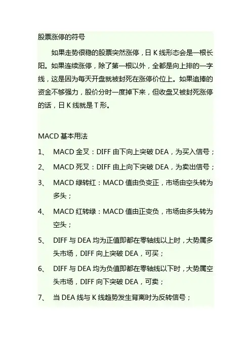 股票涨停的符号